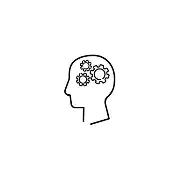 Human head with gear inside line icon. Artificial intelligence. Technology pr Stock Illustration