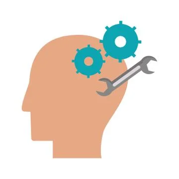 Human head gear tool engineer Stock Illustration