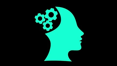 Human head with gear wheels inside. Productivity, effectiveness concept. Cogwhee Stockbeeldmateriaal 337809173