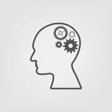Human head with gears. Head thinking. icon of head. Stock Illustration