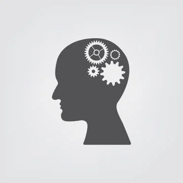 Human head with gears. Head thinking. icon of head. Stock Illustration