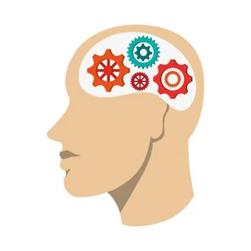 Human head with gears icon 스톡 일러스트