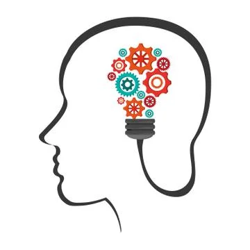 Human head with gears icon Illustrazione stock