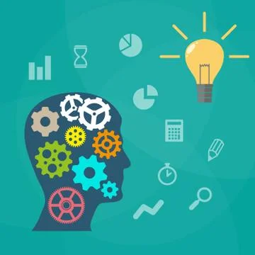 Human head with gears Stock Illustration