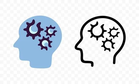 Human head with gears inside, graphic design Stock Illustration