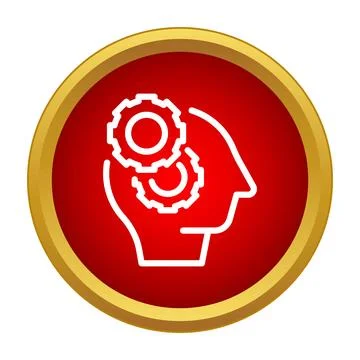 Human head with gears representing thinking process icon Stock Illustration
