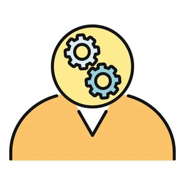 Human head with gears representing thinking process Stock Illustration