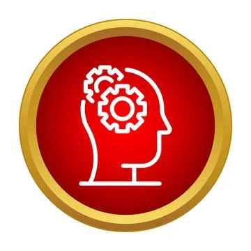 Human head with gears representing thinking process Stock Illustration