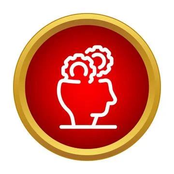 Human head with gears representing thinking process Illustrazione stock