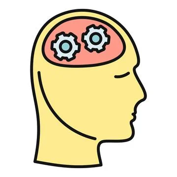 Human head with gears representing thinking process Stock Illustration
