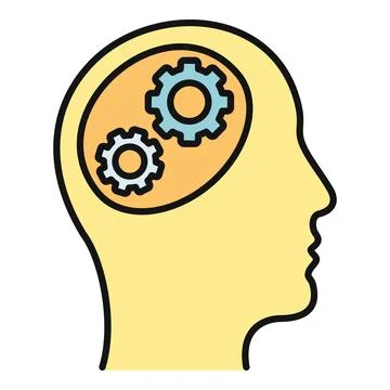 Human head with gears representing thinking process Stock Illustration