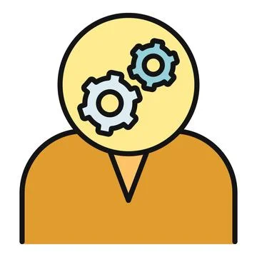 Human head with gears representing thinking process Stock Illustration