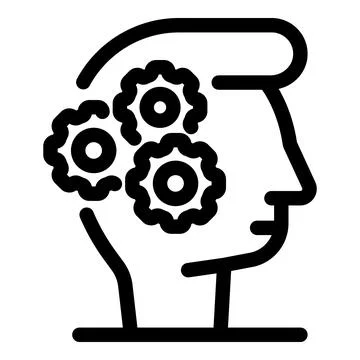 Human head with gears working representing thinking process 스톡 일러스트