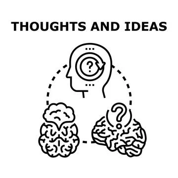 Human head generating thoughts and developing ideas Stock-Illustration