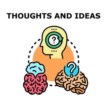 Human head generating thoughts and developing ideas Stock Illustration