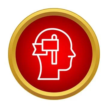 Human head with goal flag icon in mind Stock Illustration