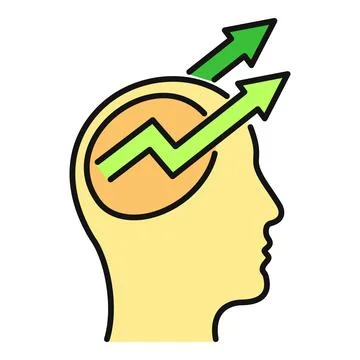 Human head with growing arrows representing mindset and improvement Stock Illustration