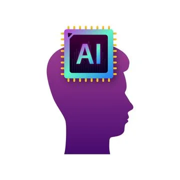 Human head having artificial intelligence chip for thinking イラスト素材