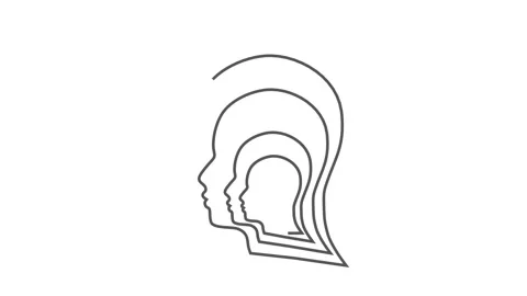 Human head in head drawing. Schizophrenia and split personality disorder and Stock Footage 318335462