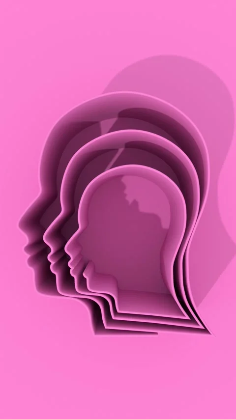 Human head in head drawing. Schizophrenia and split personality disorder and Stock Footage 318770623
