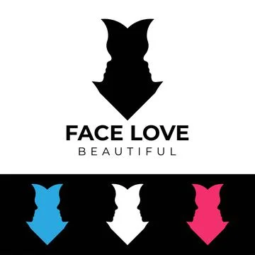 Human head in heart shape logo template Stock Illustration