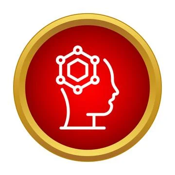 Human head with hexagon connecting points representing ai thinking Stock Illustration