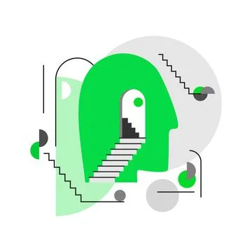Human head icon with abstract geometric architecture as symbol of thinking Stock Illustration