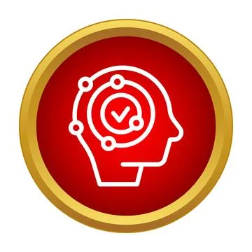 Human head icon completing goals with checkmark Stock Illustration