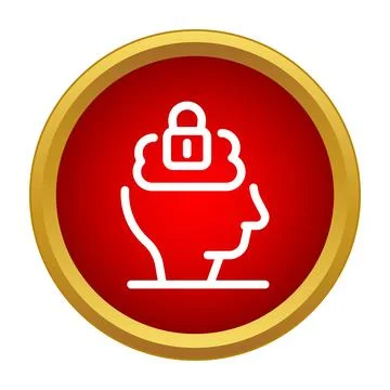 Human head icon showing locked brain data privacy Stock Illustration