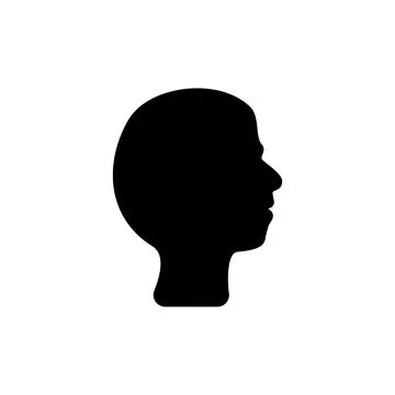 Human head icon shown in profile, facing sideways. it represents a person, .. Stock Illustration