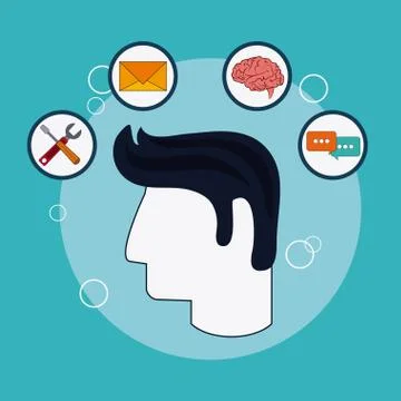 Human head icon. Thinking design. Vector graphic Stock Illustration