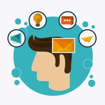 Human head icon. Thinking design. Vector graphic Stock Illustration
