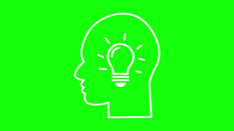 Human Head Idea Icon Animation on Green Screen Stock-Footage 335428901