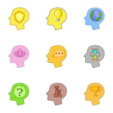 Human head with an idea inside icons set Stock Illustration