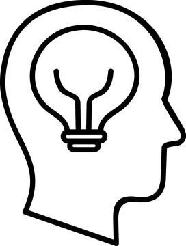 Human Head With Idea Light Bulb Stock Illustration