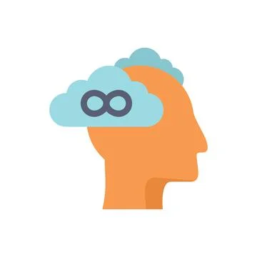 Human head with infinity symbol inside cloud computing representing unlimit.. 스톡 일러스트
