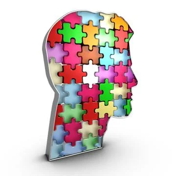 Human head infrastructure, interacting bricks that create mind Stock Illustration
