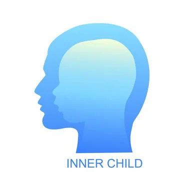 Human head with inner child inside concept Stock Illustration