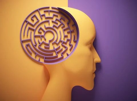 Human head with a inside big maze. Stock Illustration