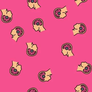 Human head integrated chip vector seamless pattern Stock Illustration