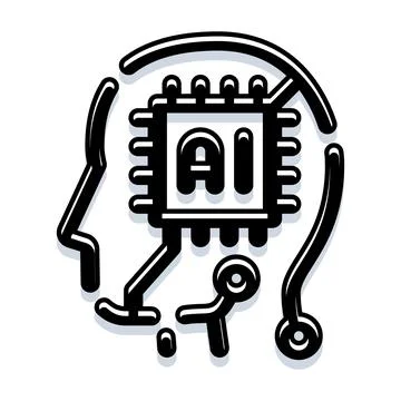 Human head integrating ai chip technology brain Stock Illustration