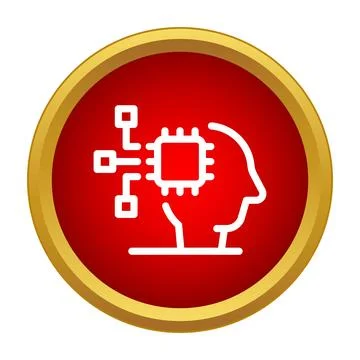 Human head with integrating circuit thinking artificial intelligence Illustrazione stock