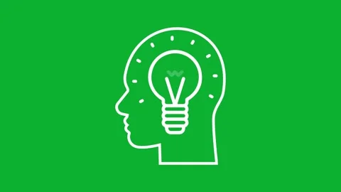 Human head with light bulb animation video Stock Footage 330523903