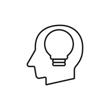 Human head with light bulb silhouette vector illustration Stock Illustration