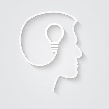 Human head with lightbulb inside vector illustration Stock Illustration