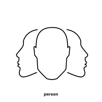 Human head, linear icon on white background Illustrazione stock