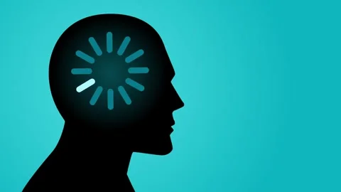 Human head with loading icon in his head Stock Footage 277410034