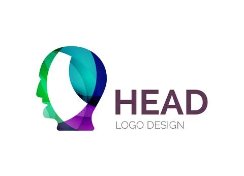 Human head logo design made of color pieces Stock Illustration