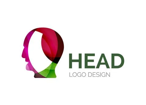 Human head logo design made of color pieces Stock Illustration