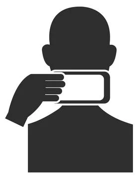 Human head looking at smartphone screen black icon Illustrazione stock